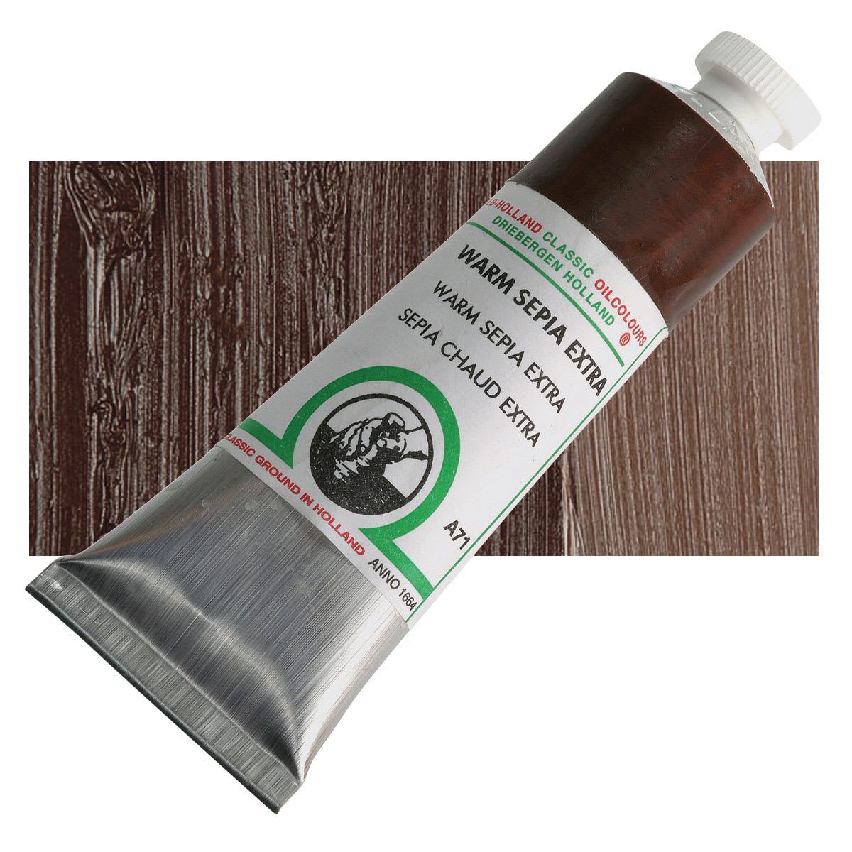 Old Holland Classic Oil Color - Warm Sepia Extra, 40 ml tube and swatch