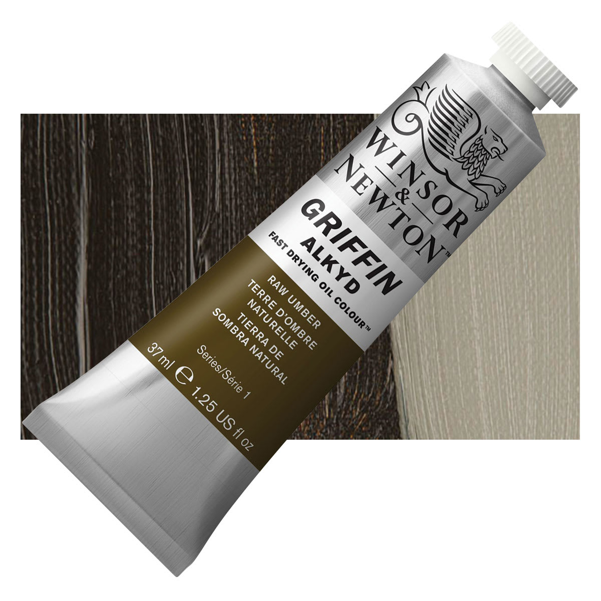 Winsor & Newton Griffin Alkyd - Raw Umber, 37 ml tube and swatch