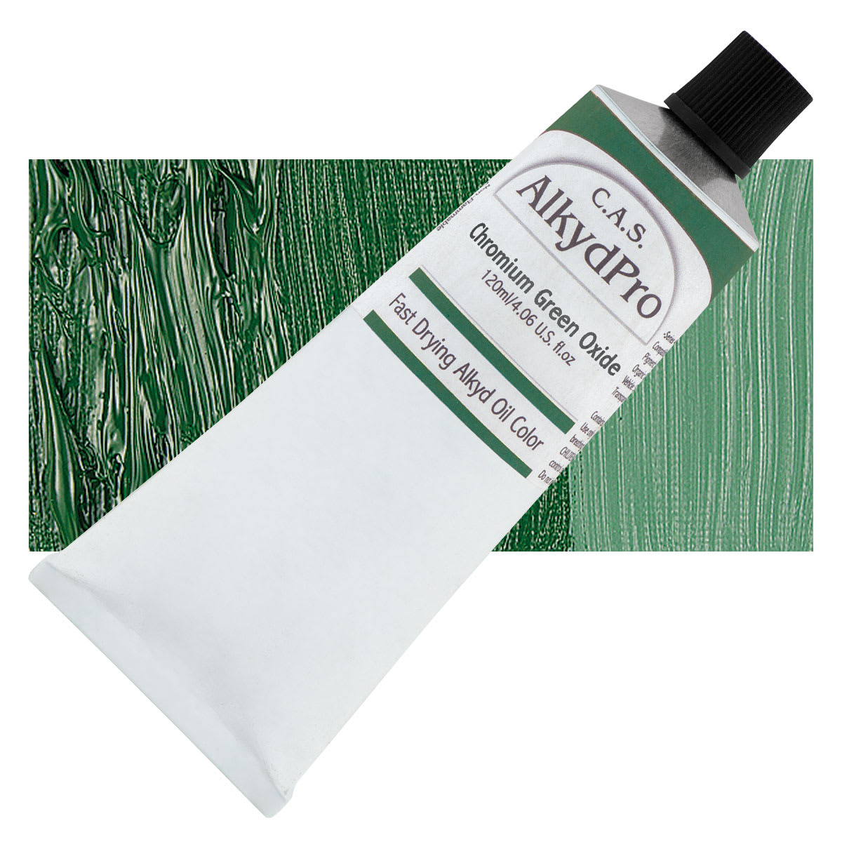 CAS AlkydPro Fast-Drying Alkyd Oil Color - Chromium Green Oxide, 120 ml tube and swatch