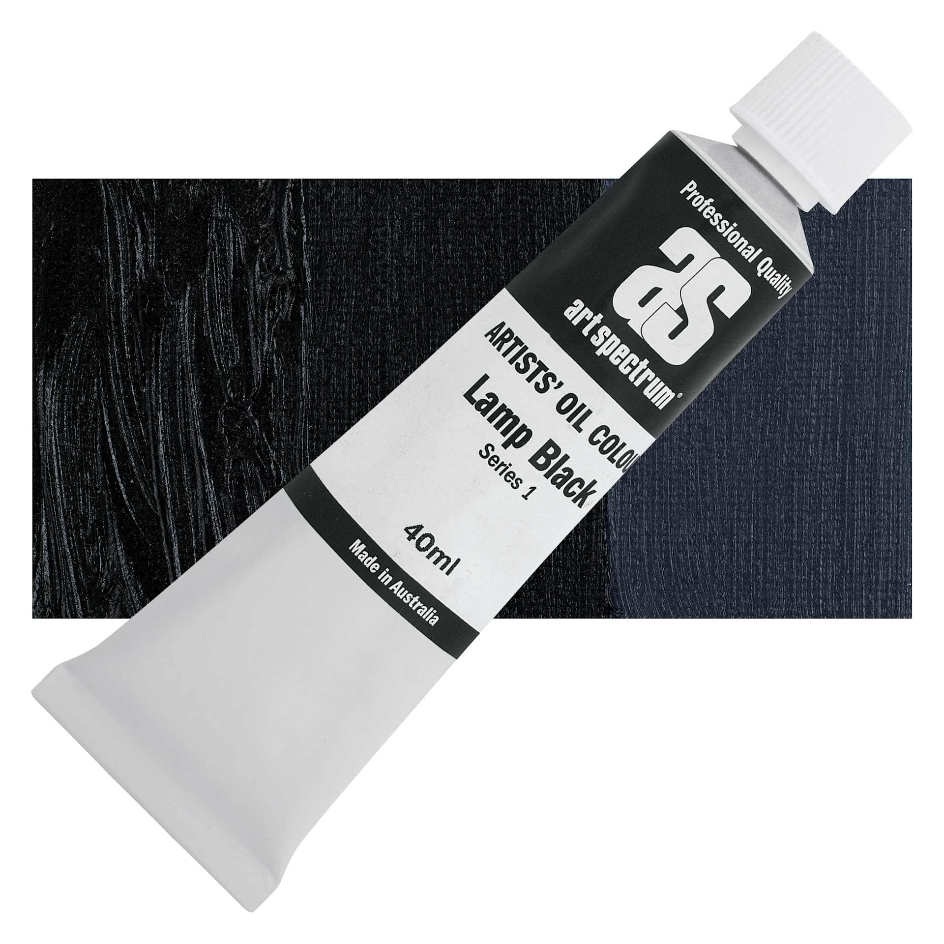 Art Spectrum Artists' Oil Paint - Lamp Black, 40 ml tube and swatch