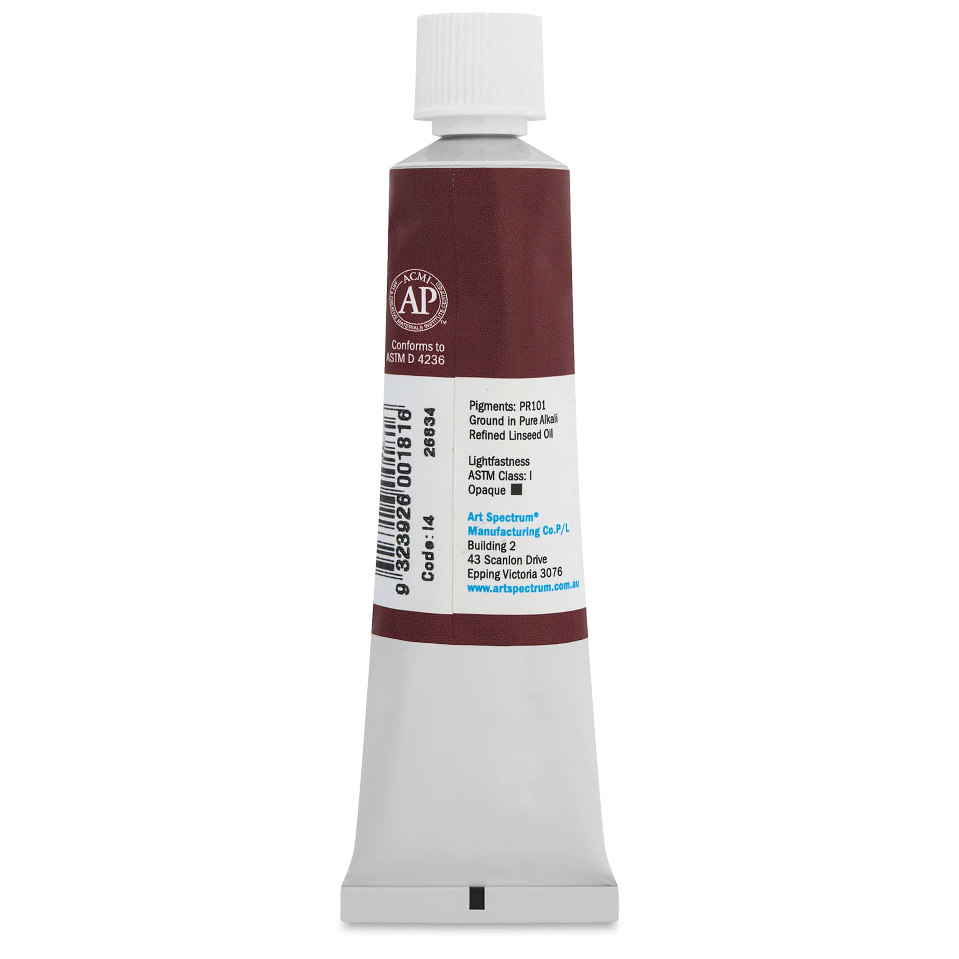 Art Spectrum Artists' Oil Paint - Indian Red, 40 ml back