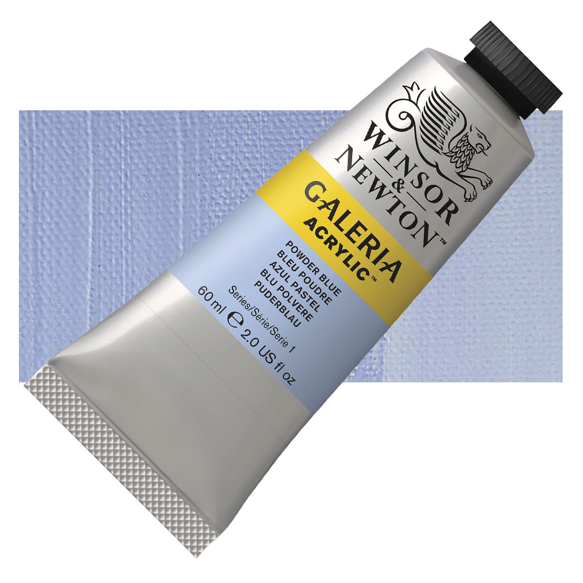 Winsor & Newton Galeria Flow Acrylic - Powder Blue, 60 ml tube and swatch