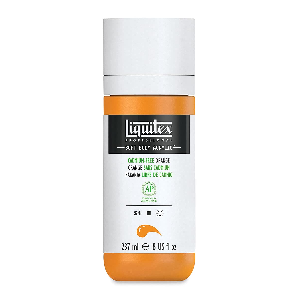 Liquitex Soft Body Artist Acrylics - Cadmium-Free Orange, 237 ml