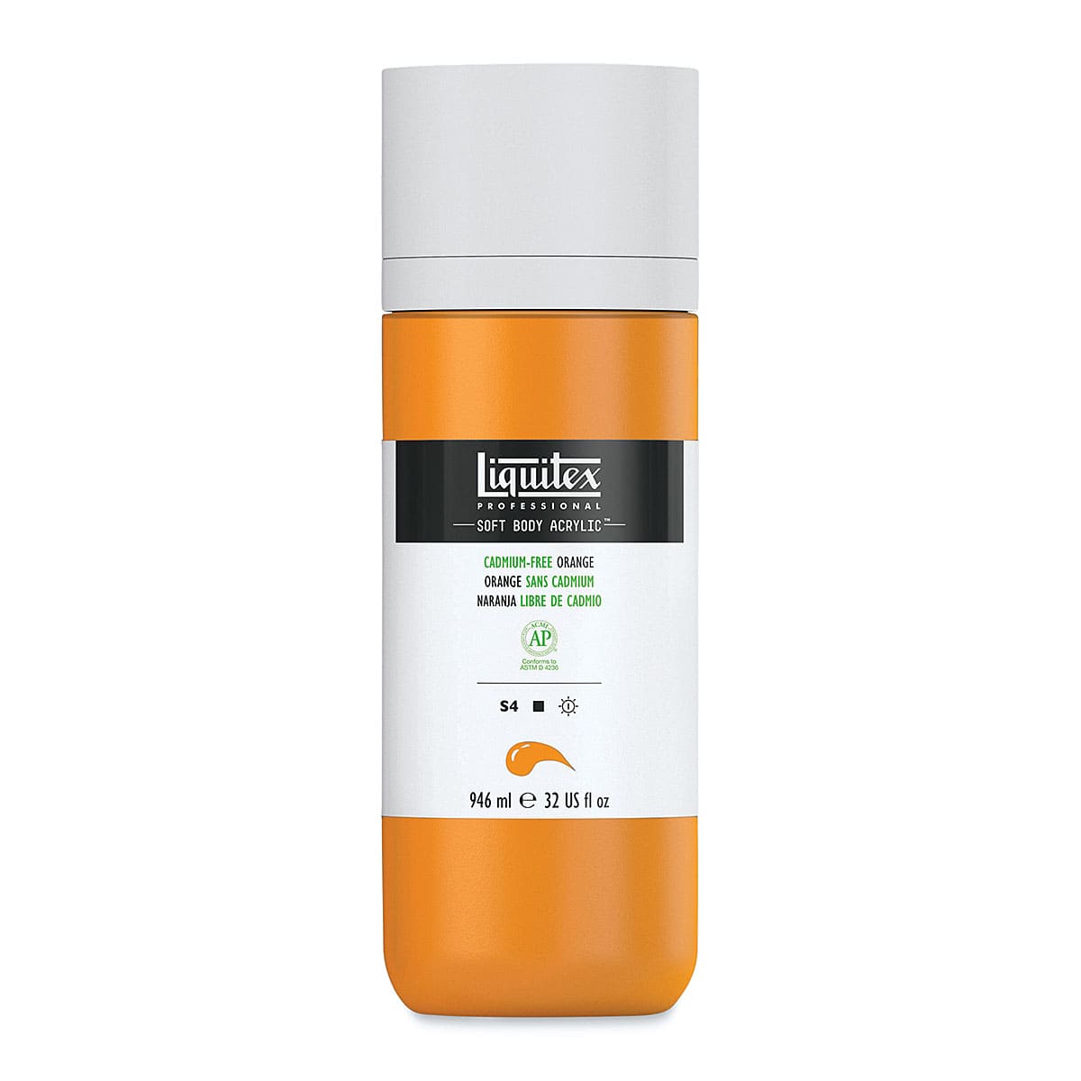 Liquitex Soft Body Artist Acrylics - Cadmium-Free Orange, 946 ml