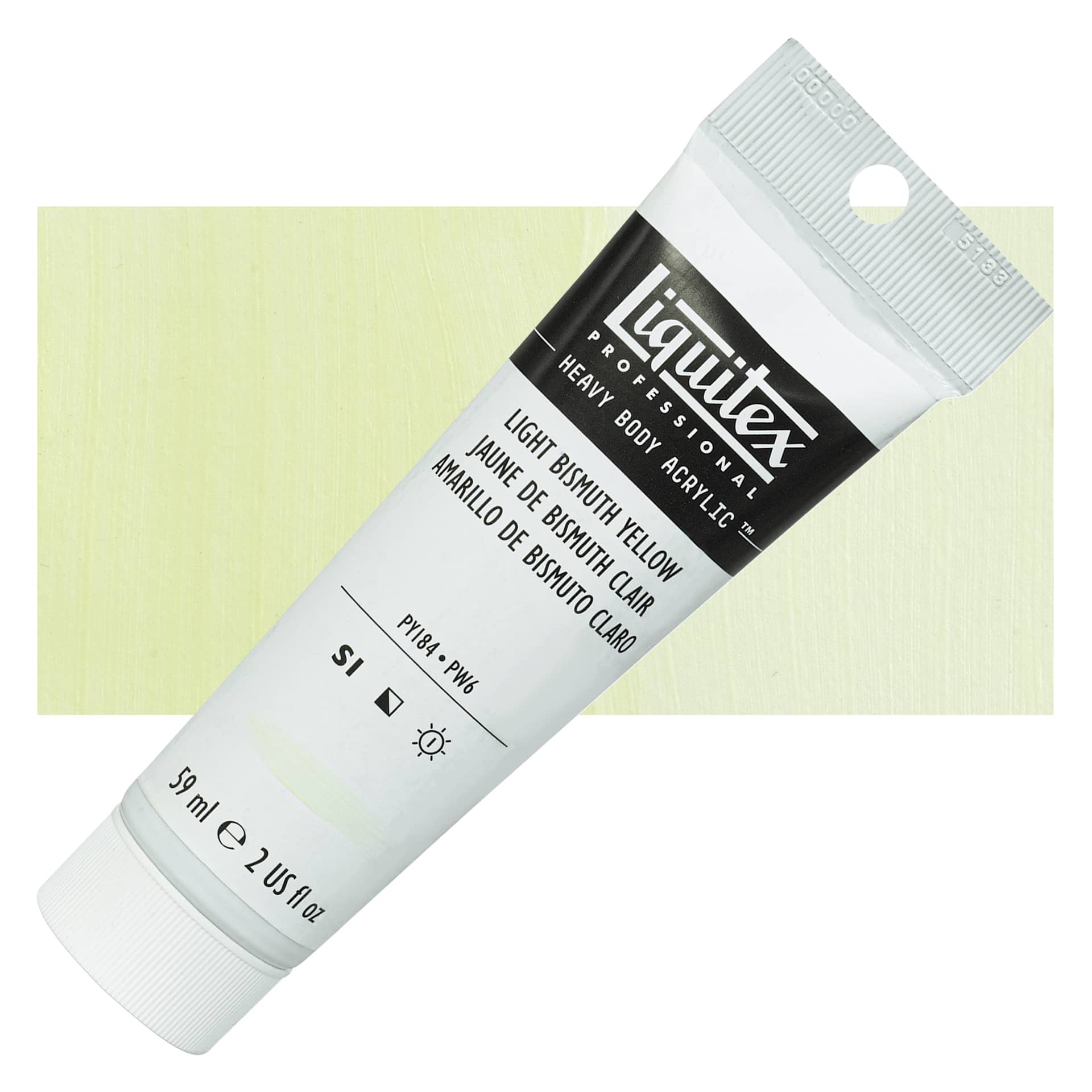 Liquitex Heavy Body Artist Acrylic - Light Bismuth Yellow, 59 ml, Tube and swatch