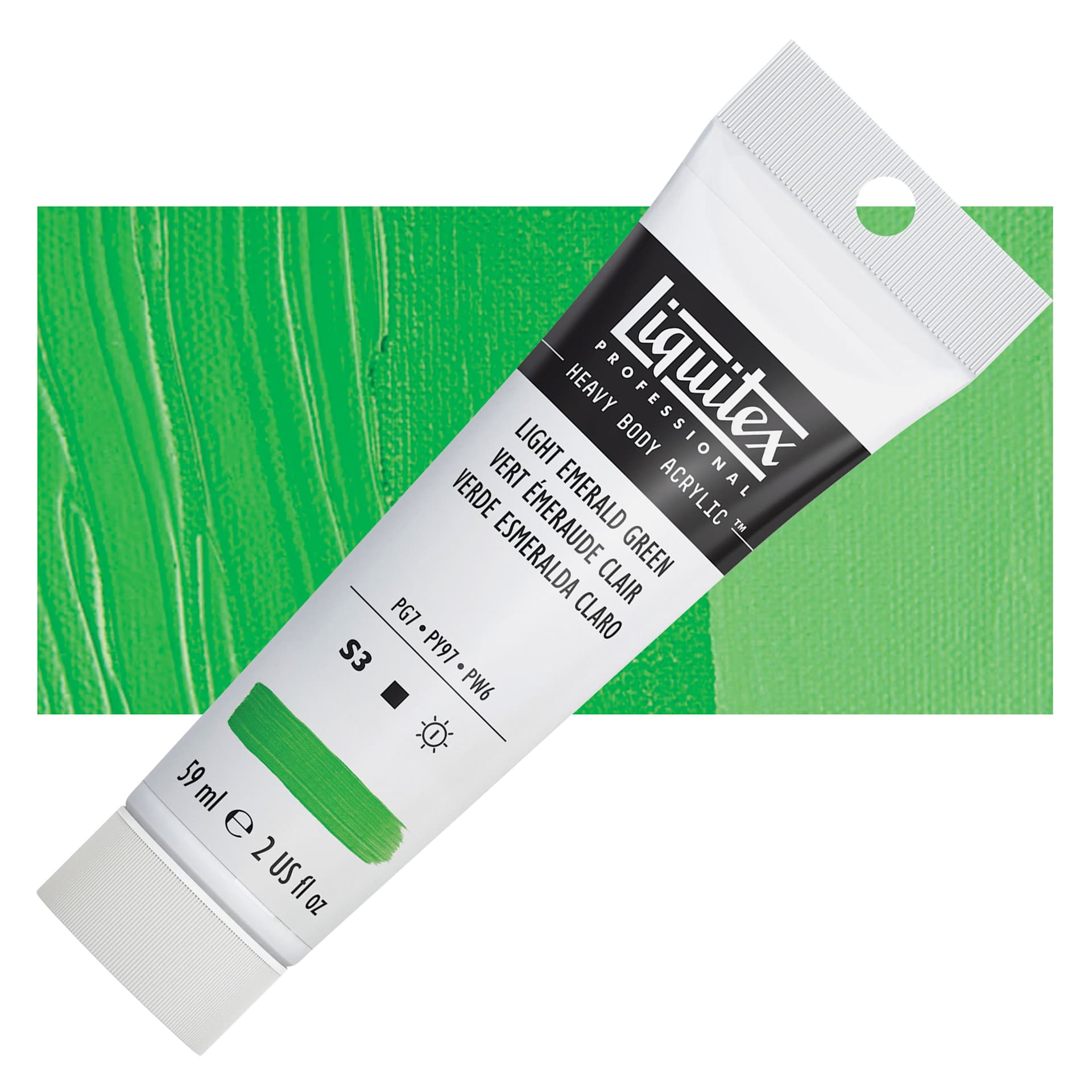 Liquitex Heavy Body Artist Acrylic - Light Emerald Green, 2 oz Tube and swatch