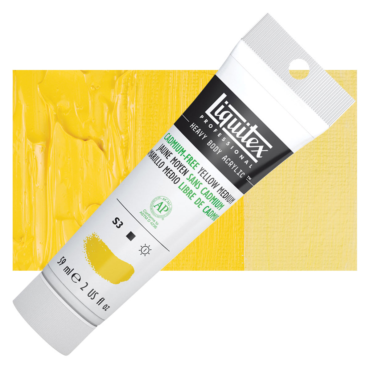 Liquitex Heavy Body Artist Acrylic - Cadmium-Free Yellow Medium, 2 oz and swatch
