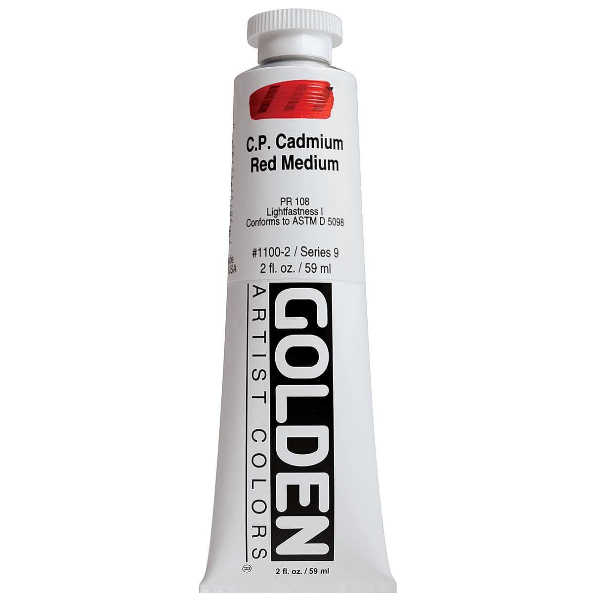 Golden Heavy Body Artist Acrylics - Cadmium Red Medium, 2 oz Tube