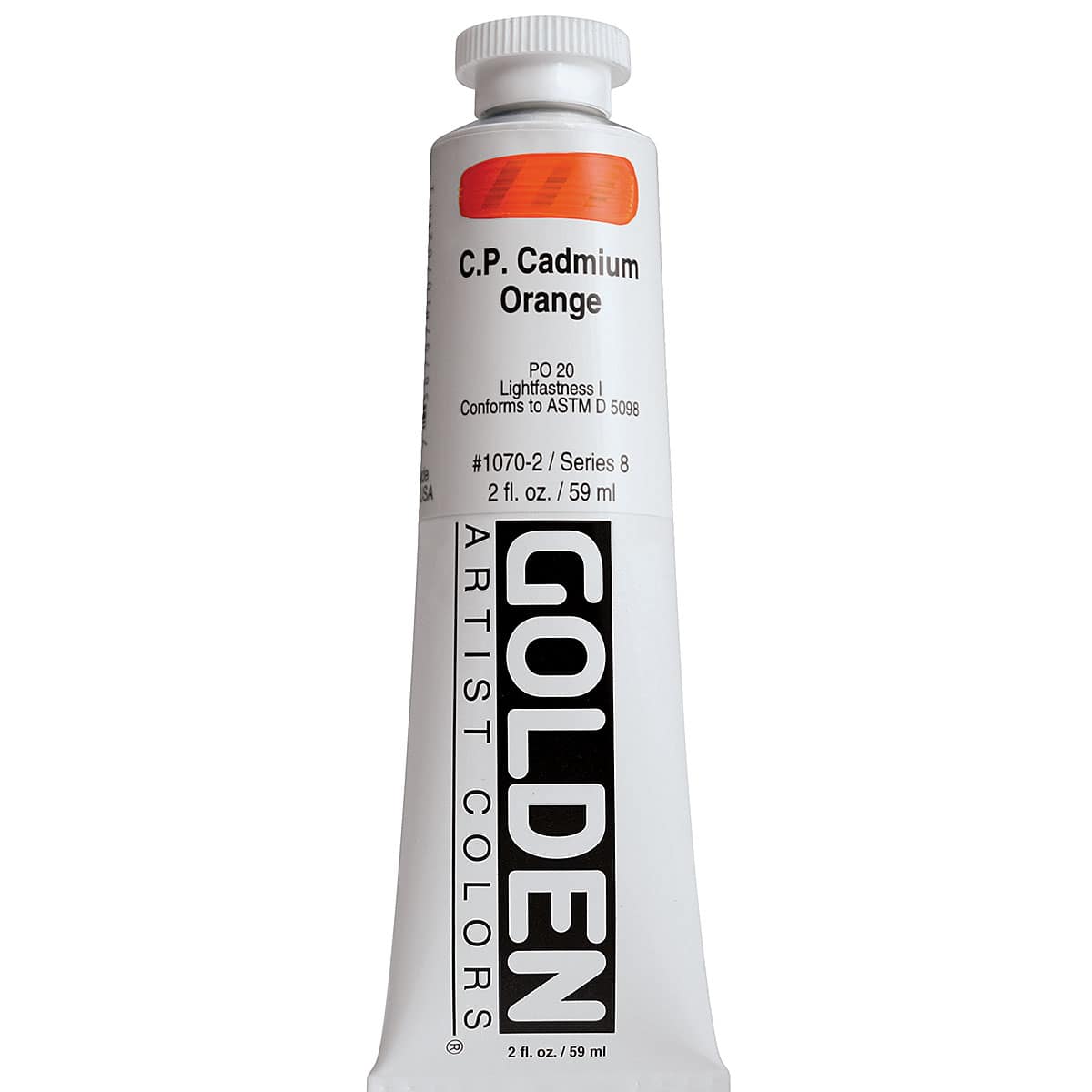 Golden Heavy Body Artist Acrylics - Cadmium Orange, 2 oz Tube