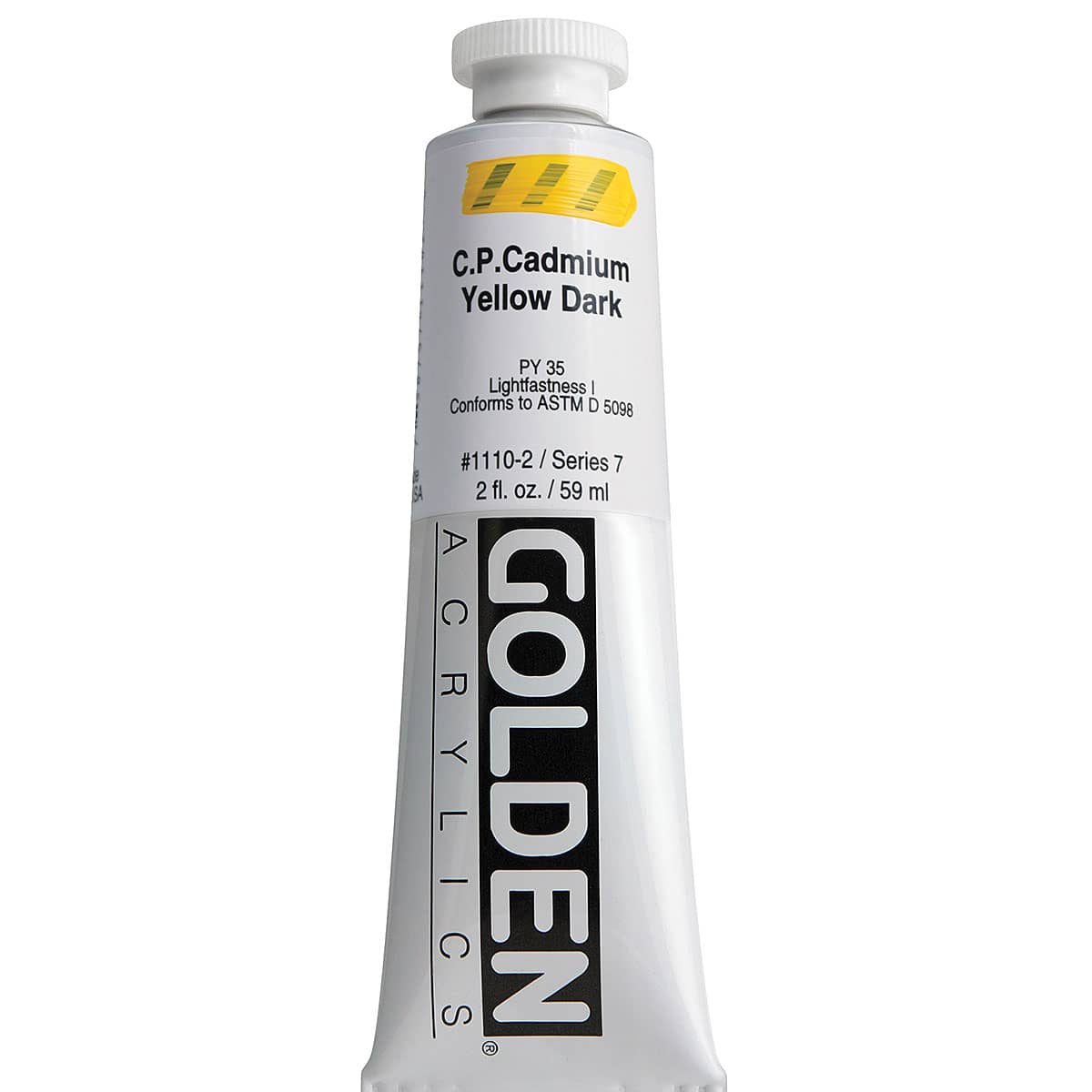 Golden Heavy Body Artist Acrylics - Cadmium Yellow Dark, 2 oz Tube