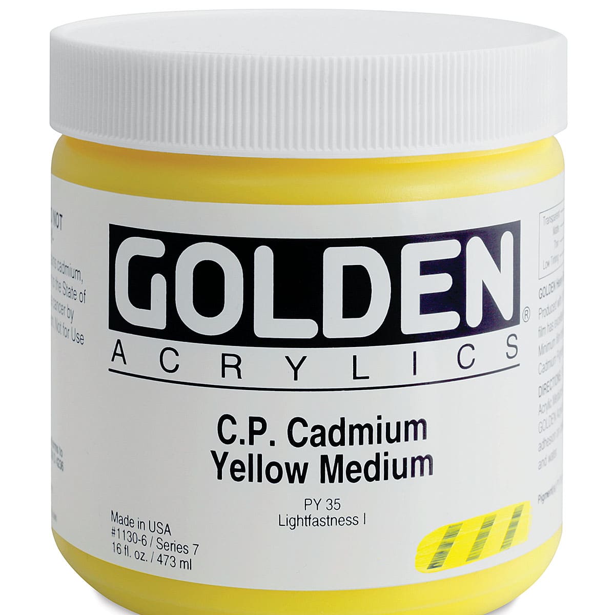 Golden Heavy Body Artist Acrylics - Cadmium Yellow Medium, 16 oz Jar