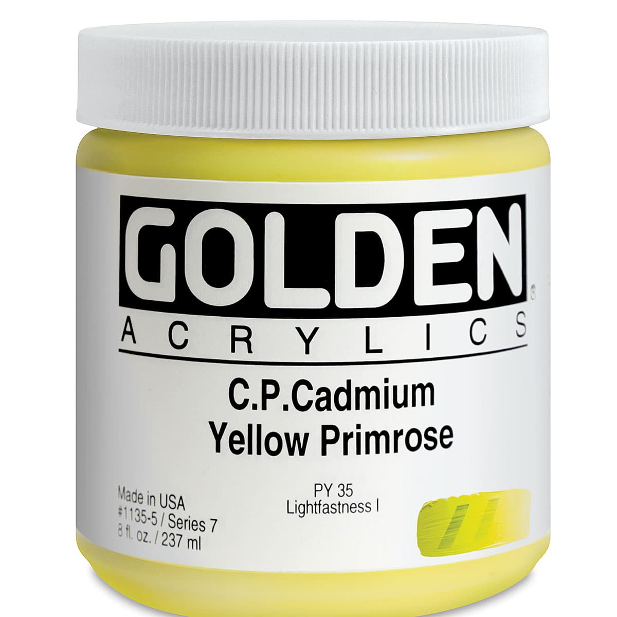 Golden Heavy Body Artist Acrylics - Cadmium Yellow Primrose, 8 oz Jar