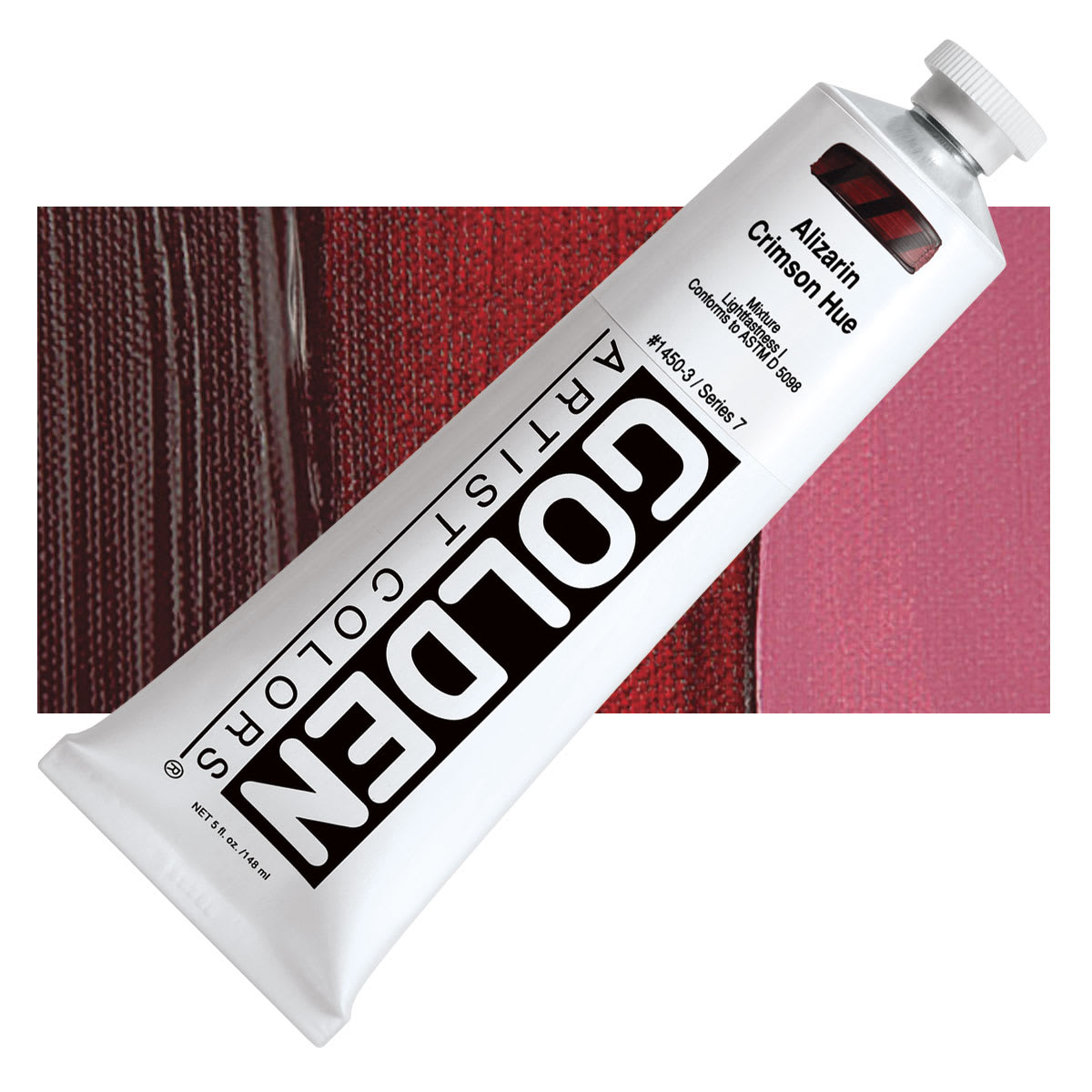 Golden Heavy Body Artist Acrylic - Alizarin Crimson Hue, 5 oz Tube and swatch