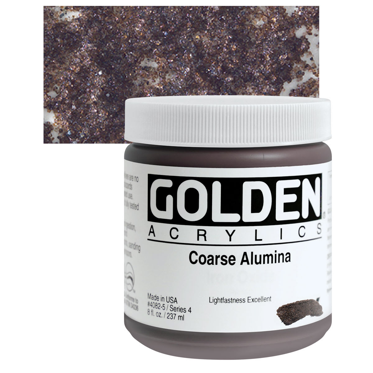 Golden Heavy Body Artist Acrylic - Coarse Alumina, 8 oz Tube and swatch