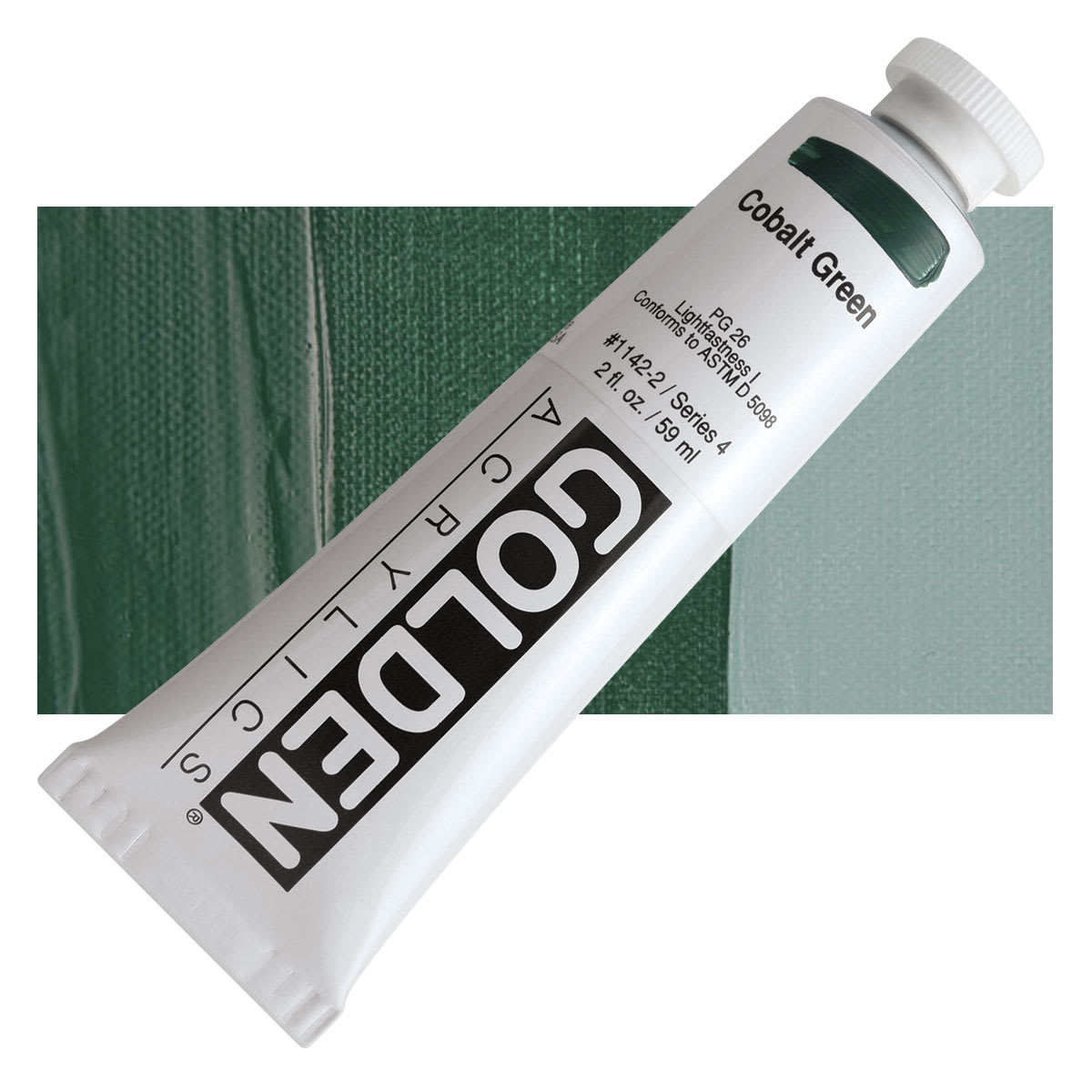 Golden Heavy Body Artist Acrylic - Cobalt Green, 2 oz Tube and swatch