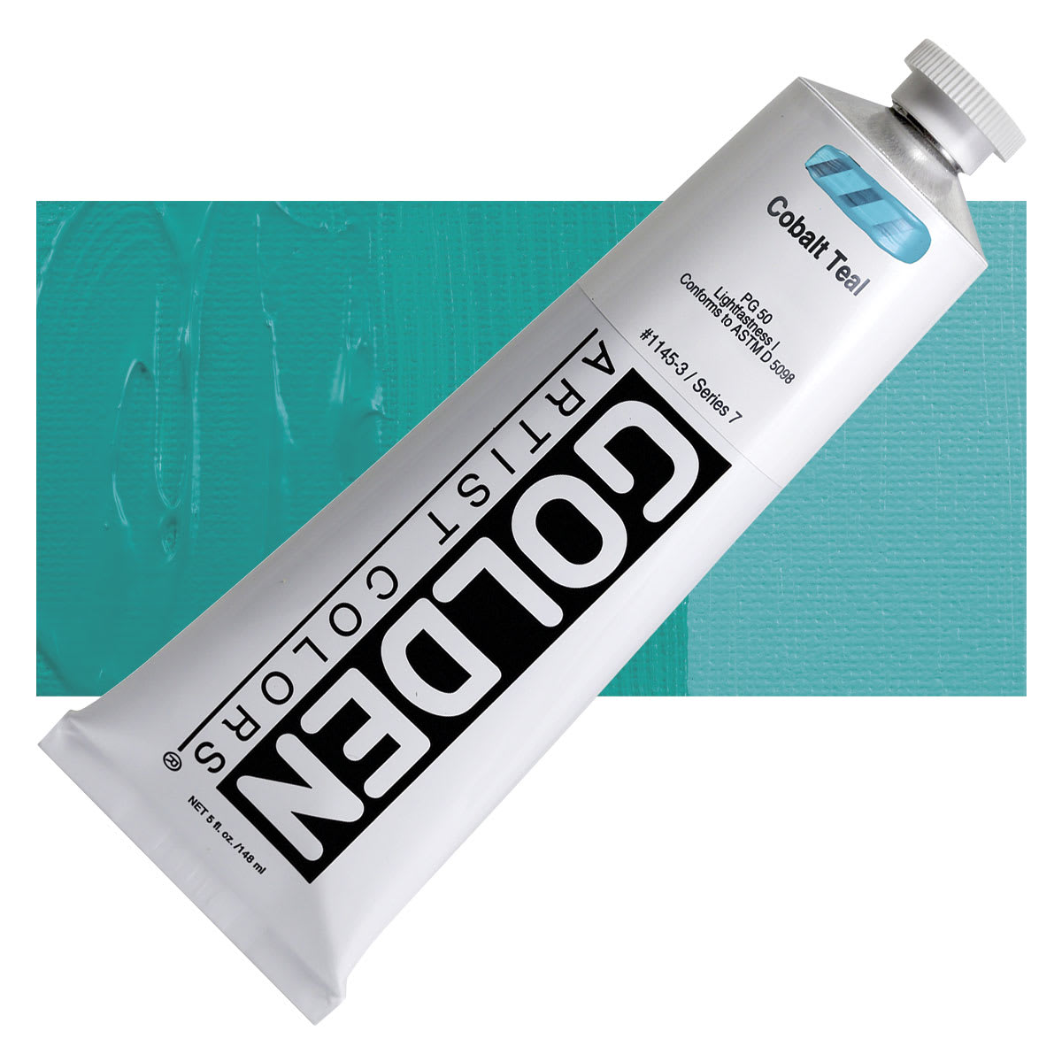 Golden Heavy Body Artist Acrylic - Cobalt Teal, 5 oz and swatch