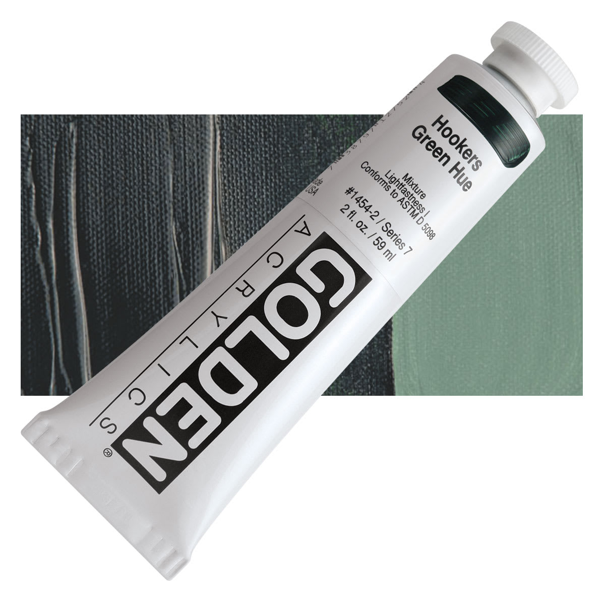 Golden Heavy Body Artist Acrylic - Hooker's Green Hue, 2 oz Tube and swatch