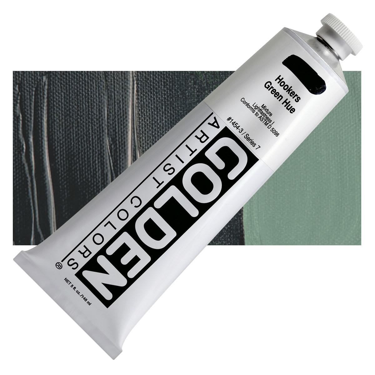 Golden Heavy Body Artist Acrylic - Hooker's Green Hue, 5 oz Tube and swatch