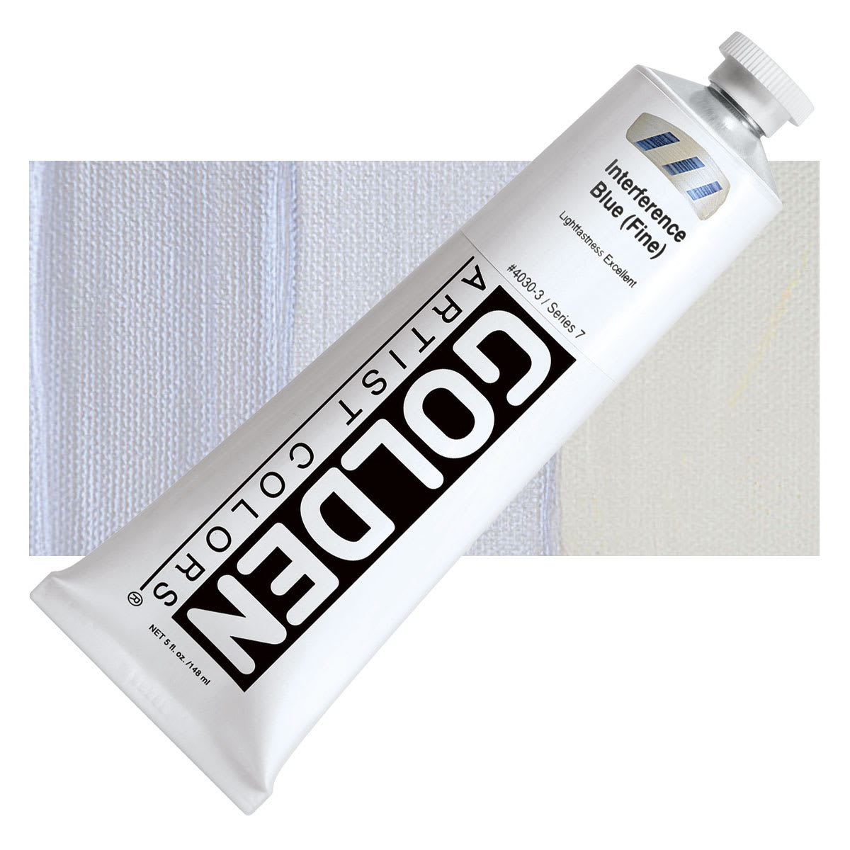 Golden Heavy Body Artist Acrylic - Interference Blue, 5 oz tube and swatch