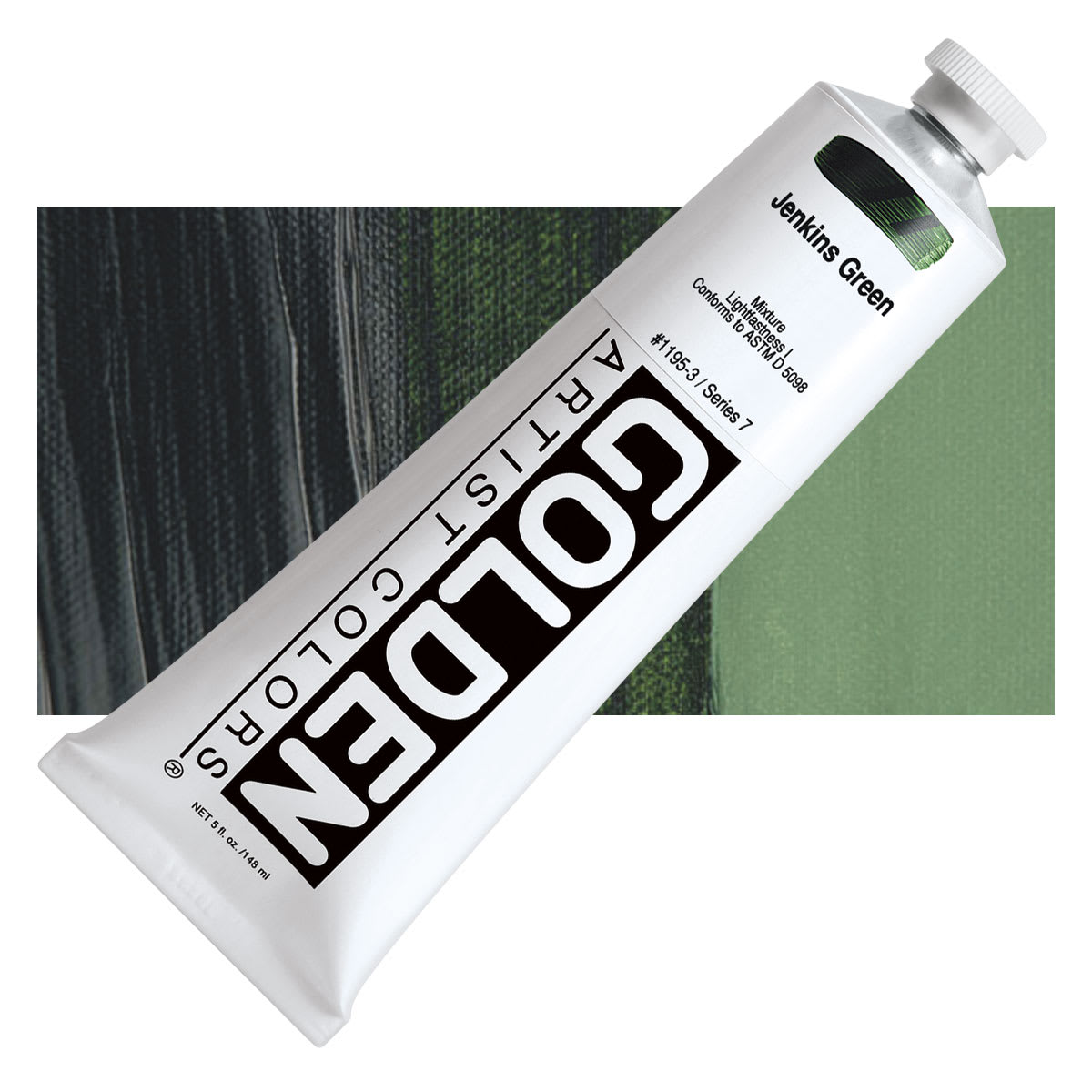 Golden Heavy Body Artist Acrylic - Jenkins Green, 5 oz Tube and swatch