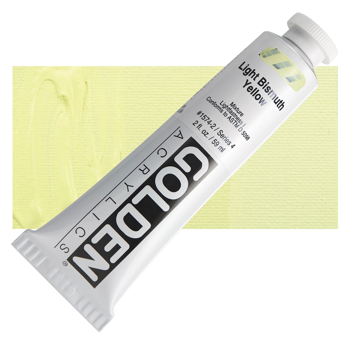 Golden Heavy Body Artist Acrylic - Light Bismuth Yellow, 2 oz and swatch