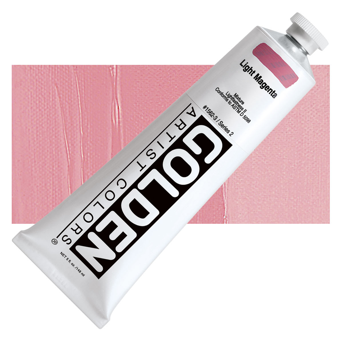 Golden Heavy Body Artist Acrylic - Light Magenta, 5 oz tube and swatch