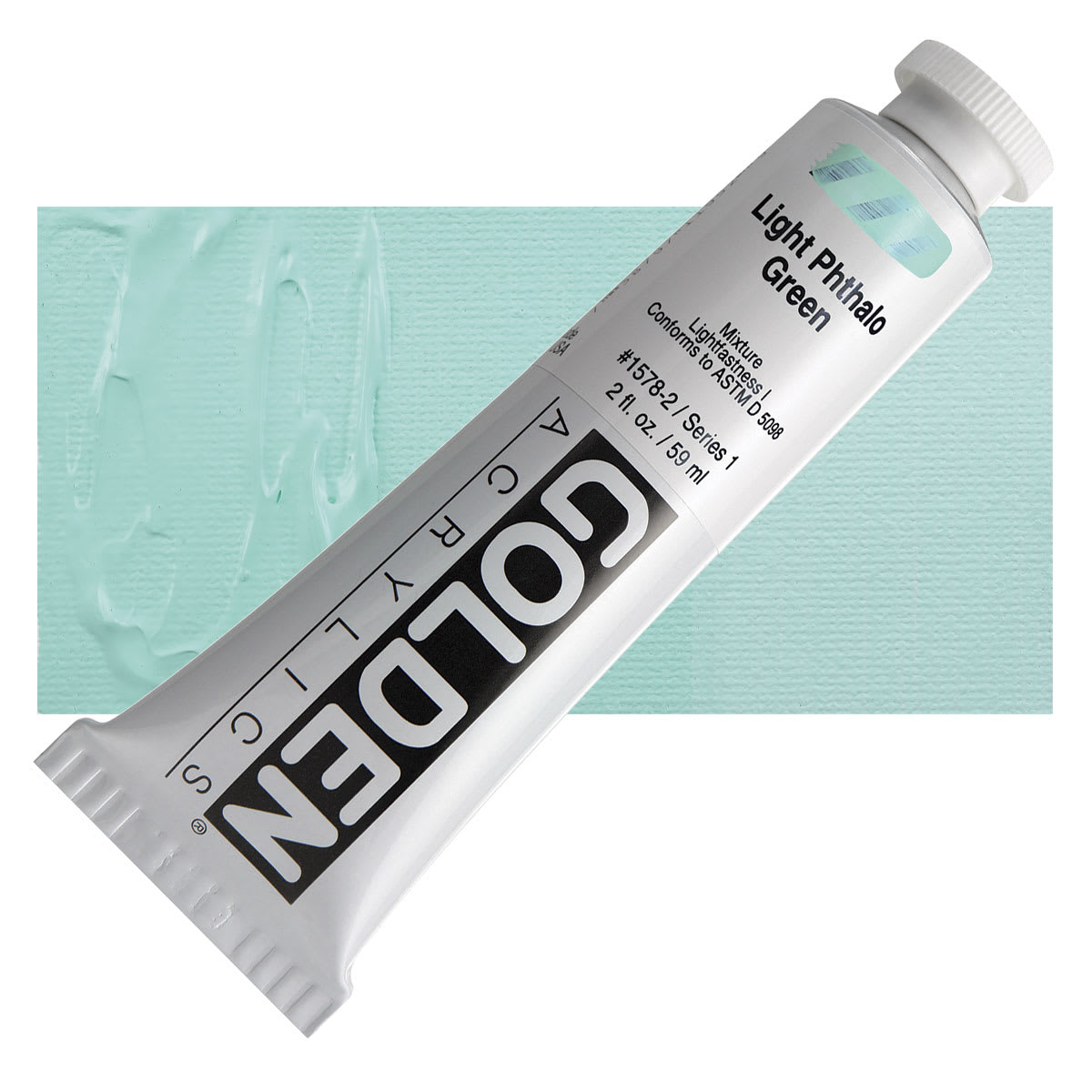 Golden Heavy Body Artist Acrylic - Light Phthalo Green, 2 oz and swatch