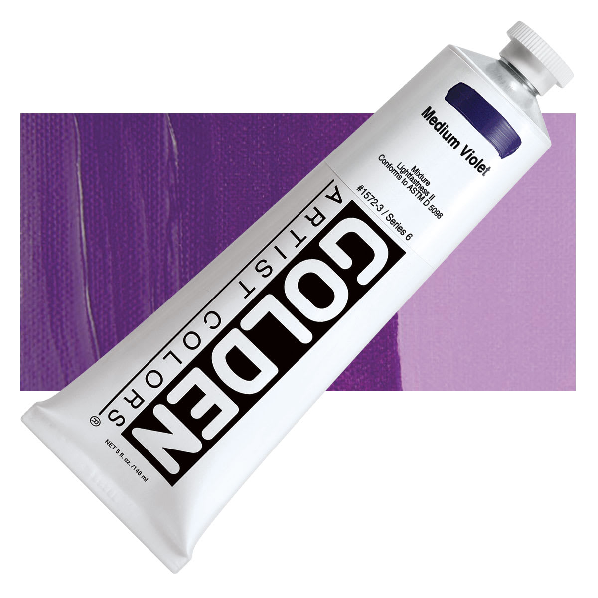 Golden Heavy Body Artist Acrylic - Medium Violet, 5 oz tube and swatch