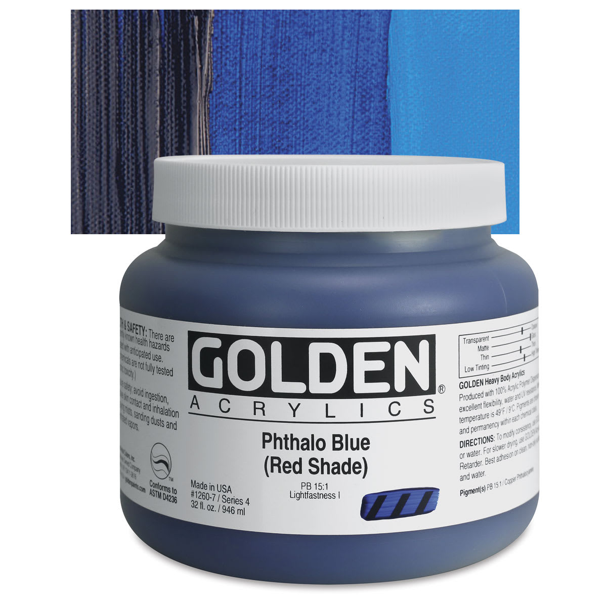 Golden Heavy Body Artist Acrylic - Phthalo Blue (Red Shade) and swatch