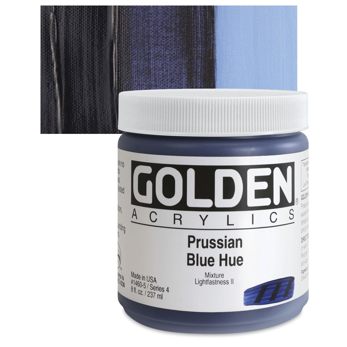 Golden Heavy Body Artist Acrylic - Prussian Blue Hue, 8 oz Jar and swatch