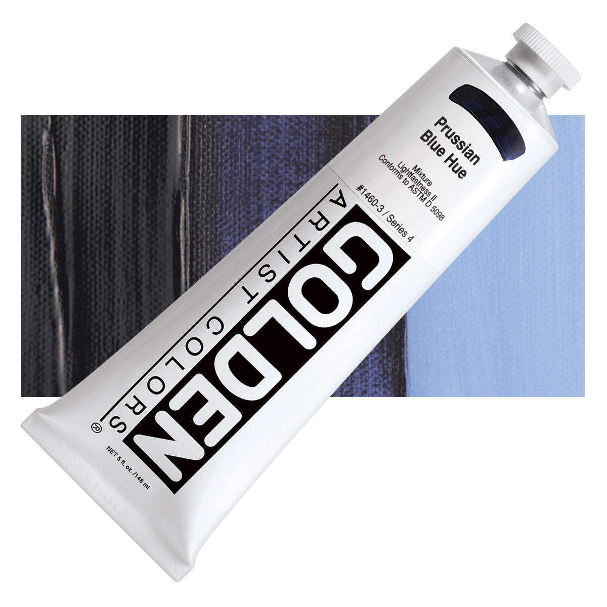 Golden Heavy Body Artist Acrylic - Prussian Blue Hue, 5 oz Tube and swatch