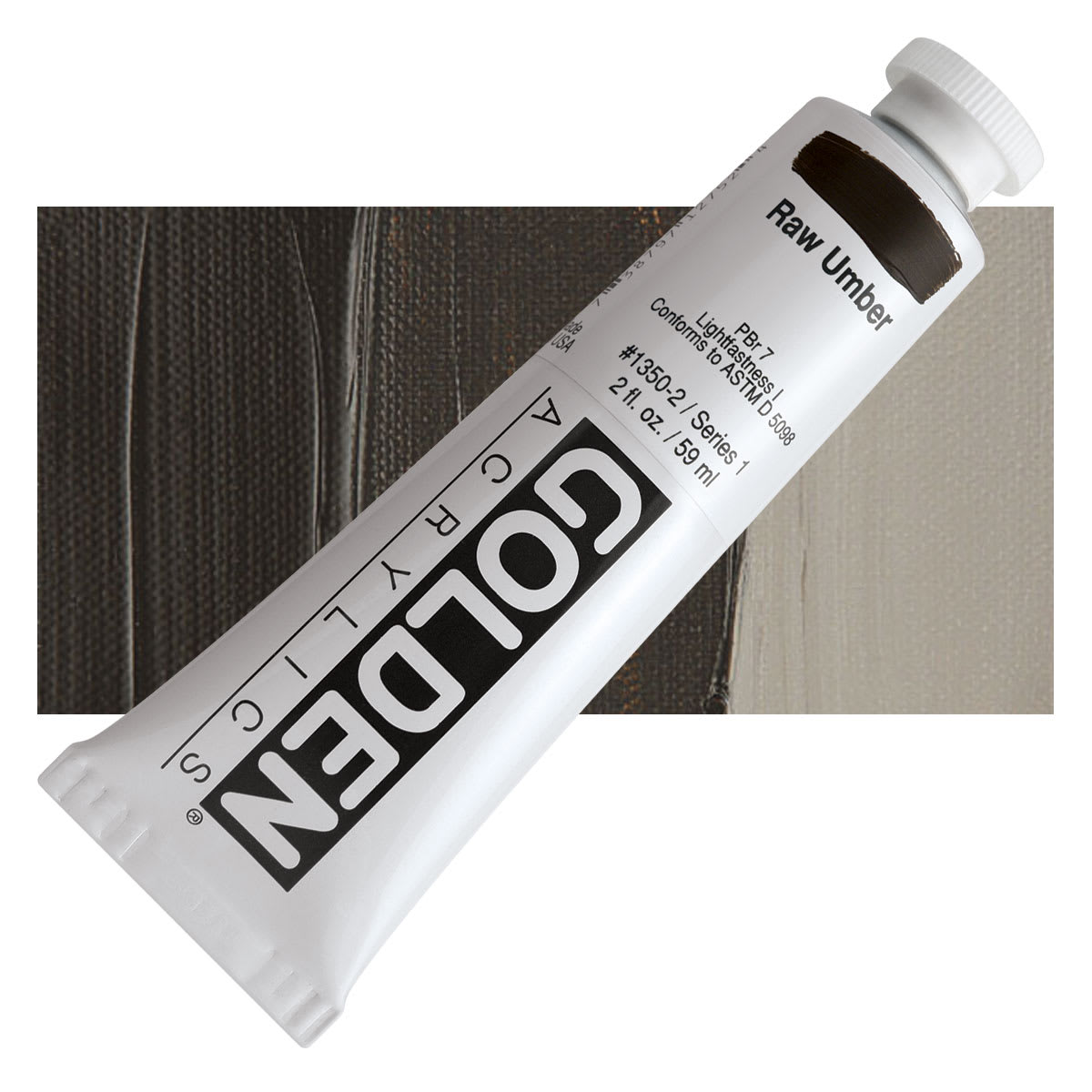 Golden Heavy Body Artist Acrylic - Raw Umber, 2 oz Tube and swatch