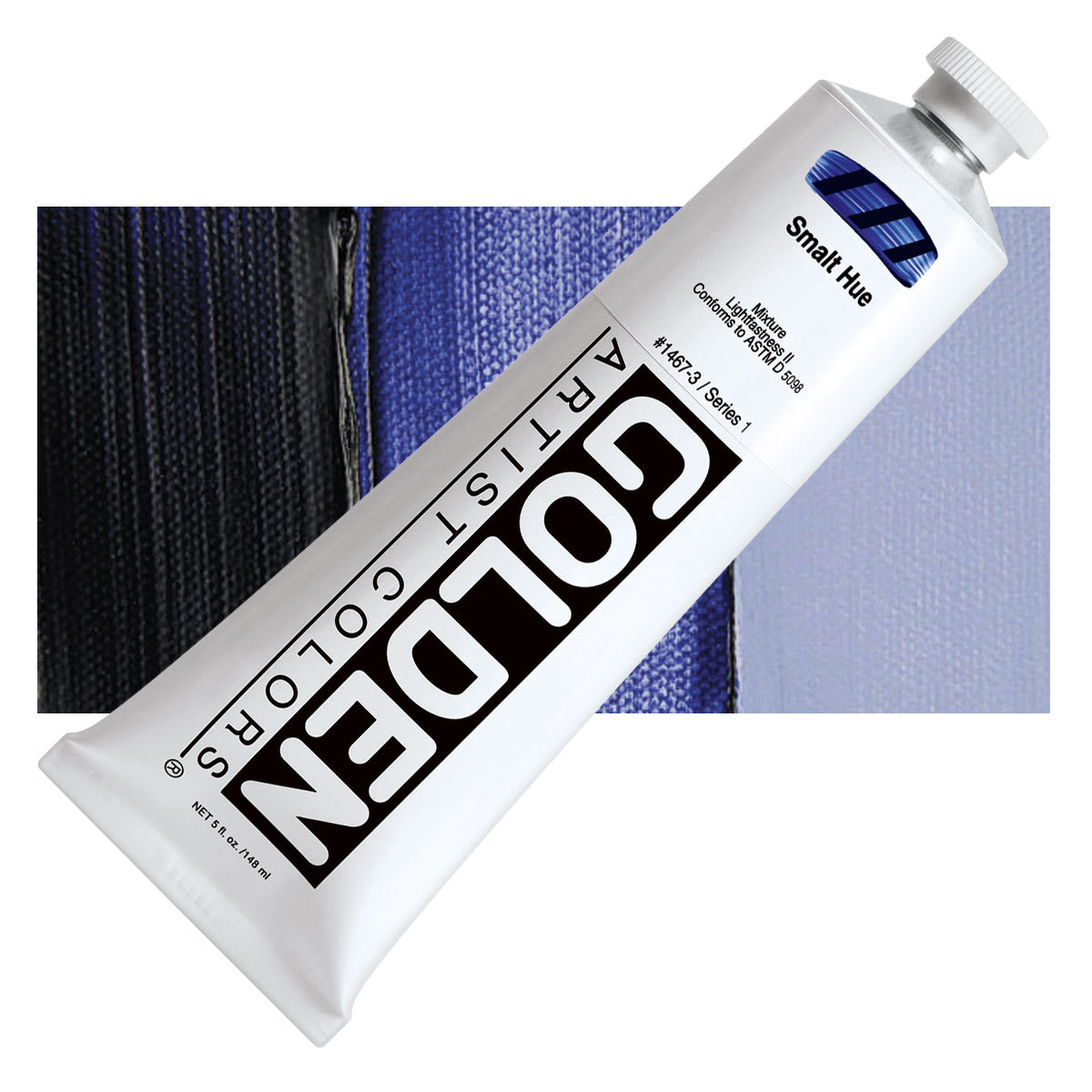 Golden Heavy Body Artist Acrylic - Smalt Hue, 5 oz tube and swatch