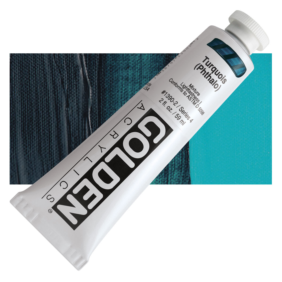 Golden Heavy Body Artist Acrylic - Turquoise (Phthalo), 2 oz Tube and swatch