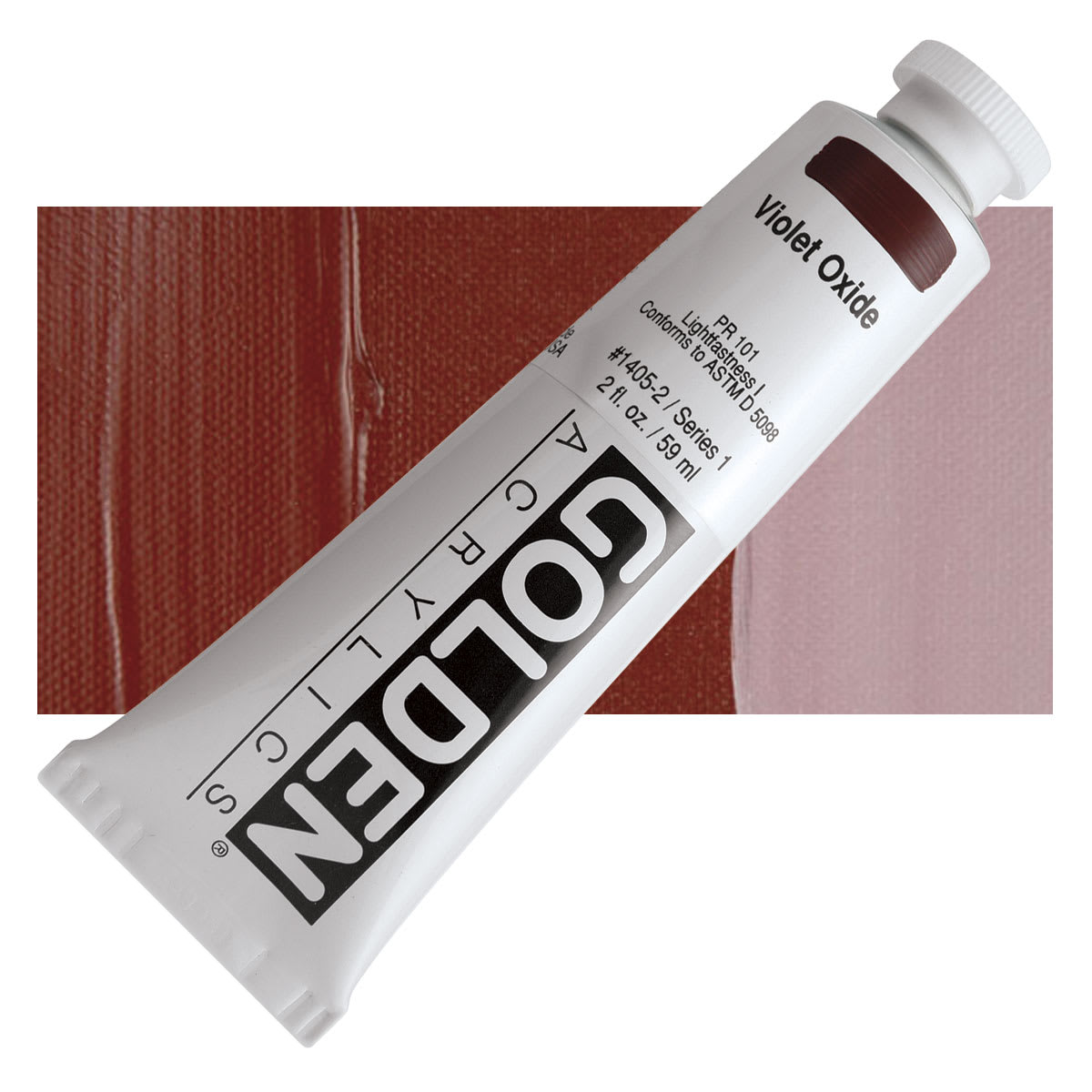 Golden Heavy Body Artist Acrylic - Violet Oxide, 2 oz Tube and swatch