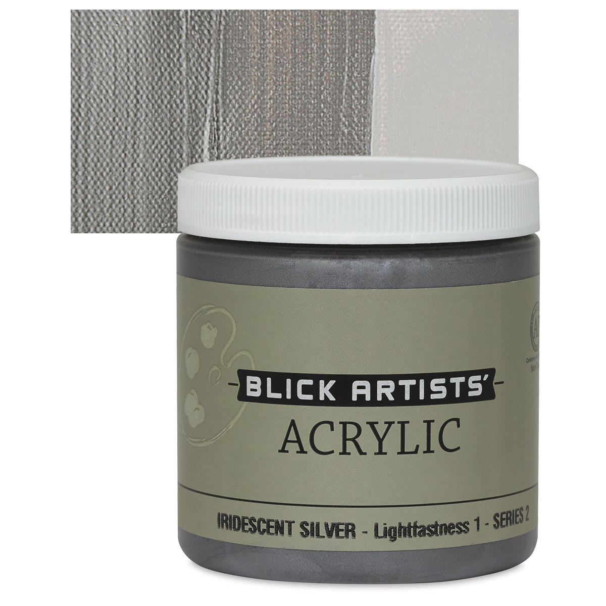 Blick Artists' Acrylic - Iridescent Silver, 8 oz jar and swatch