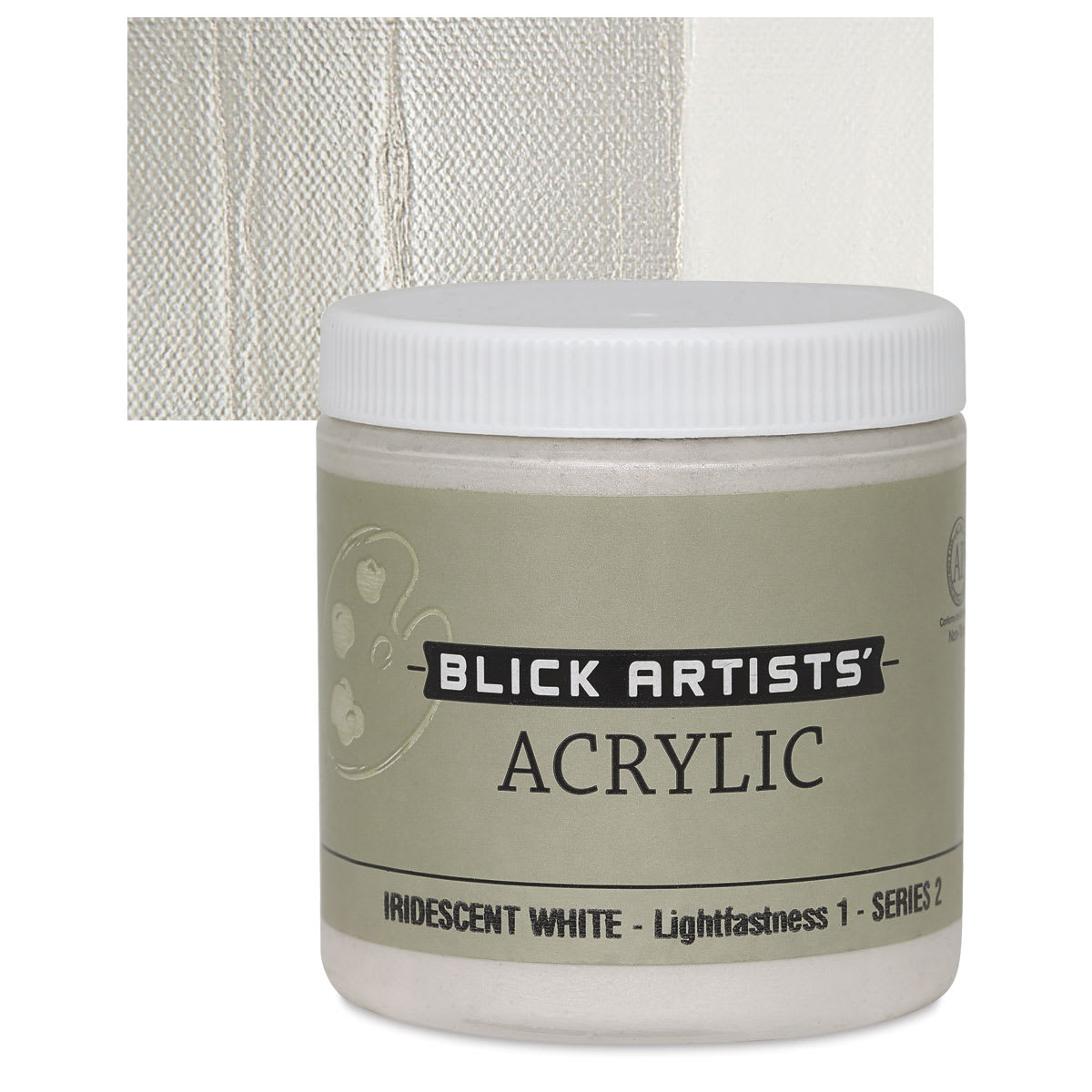 Blick Artists' Acrylic - Iridescent White, 8 oz jar and swatch