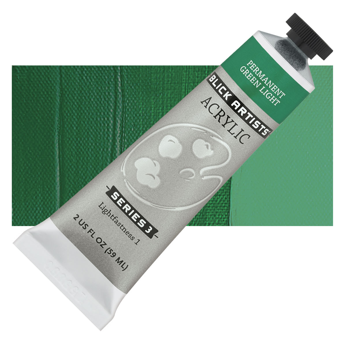 Blick Artists' Acrylic - Permanent Green Light, 2 oz tube and swatch