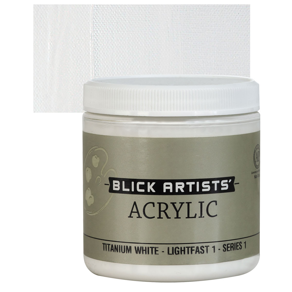 Blick Artists' Acrylic - Titanium White, 8 oz jar and swatch
