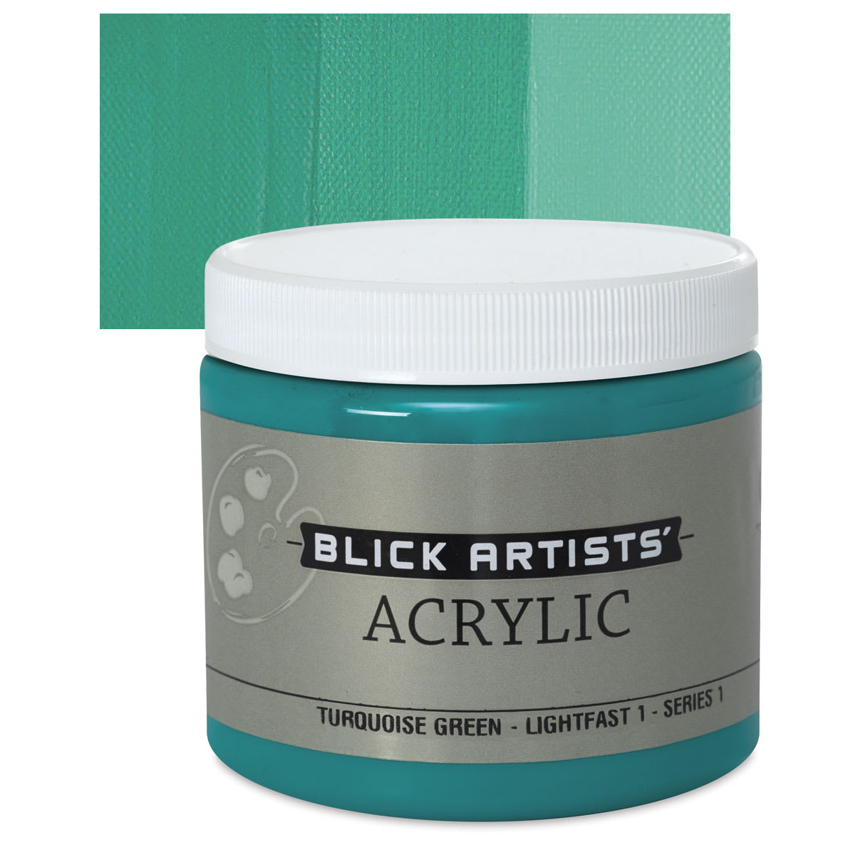 Blick Artists' Acrylic - Turquoise Green, 16 oz jar and swatch