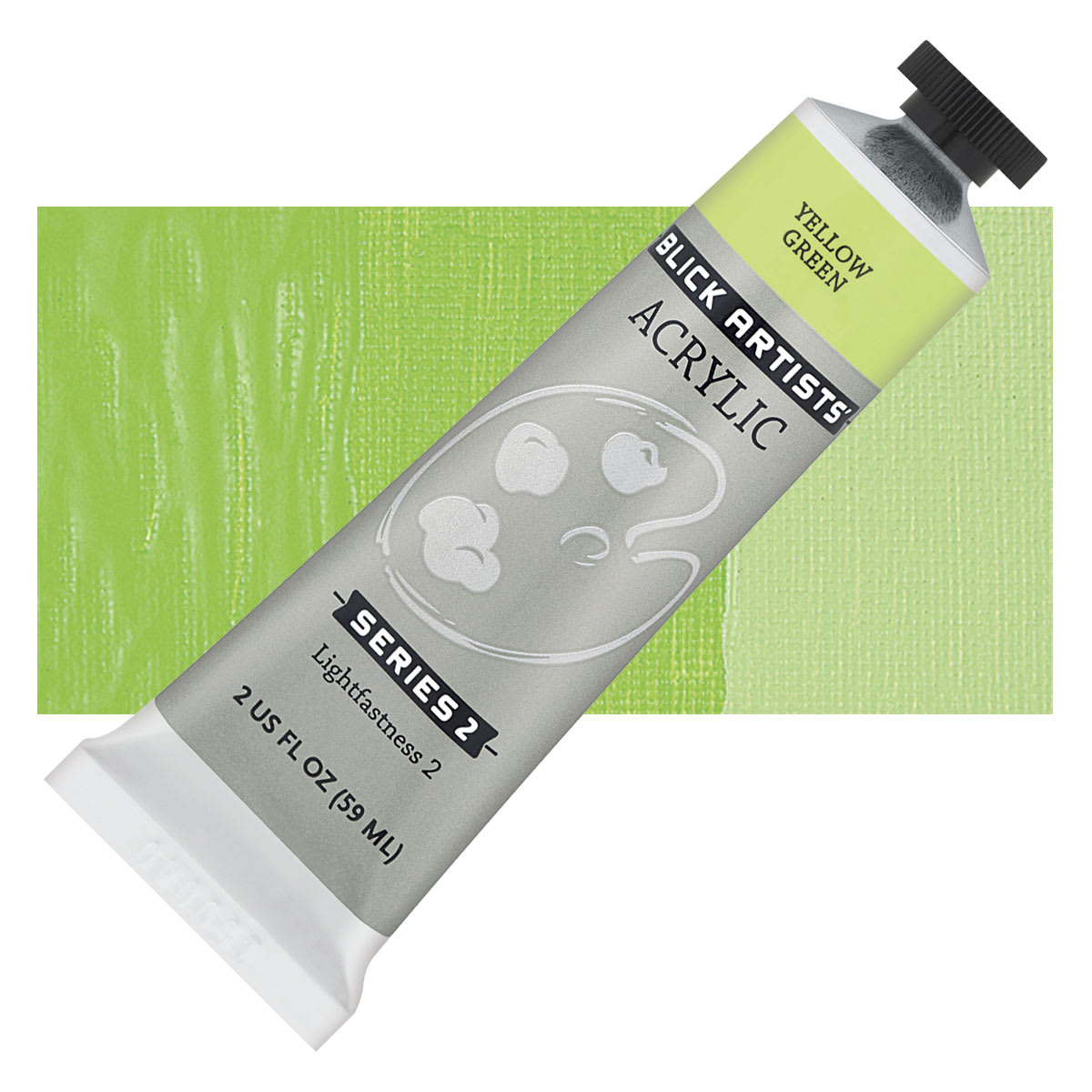 Blick Artists' Acrylic - Yellow Green, 2 oz tube and swatch