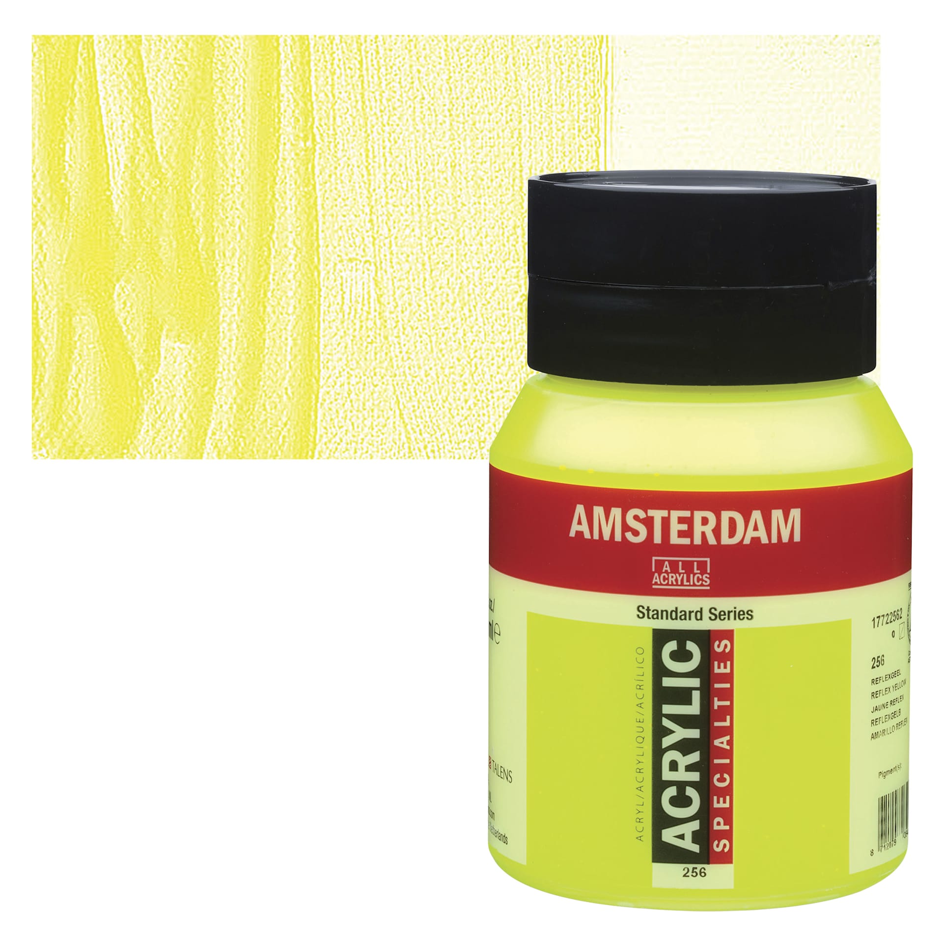 Amsterdam Standard Series Acrylic - Reflex Yellow, 500 ml bottle and swatch