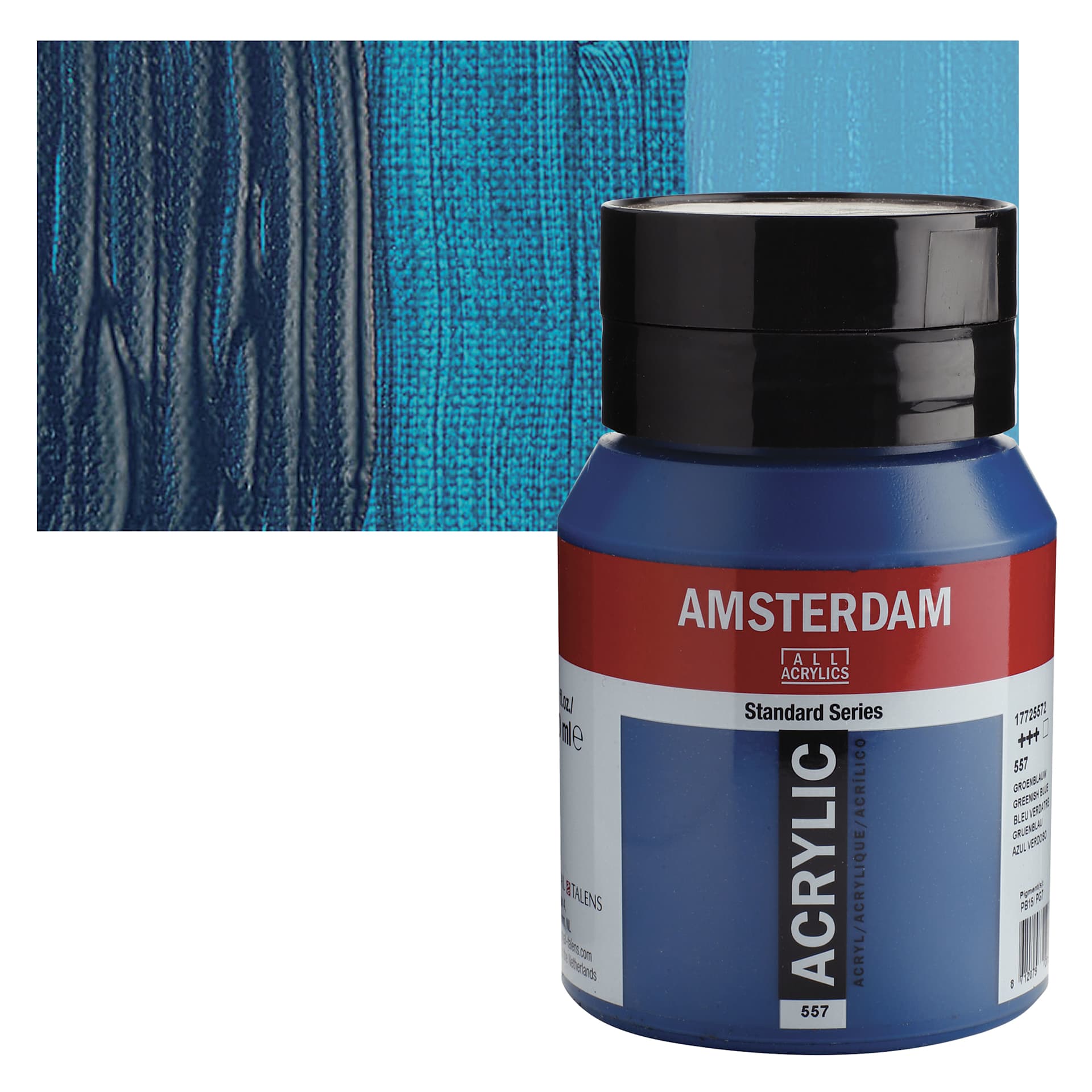 Amsterdam Standard Series Acrylic - Greenish Blue, 500 ml bottle and swatch