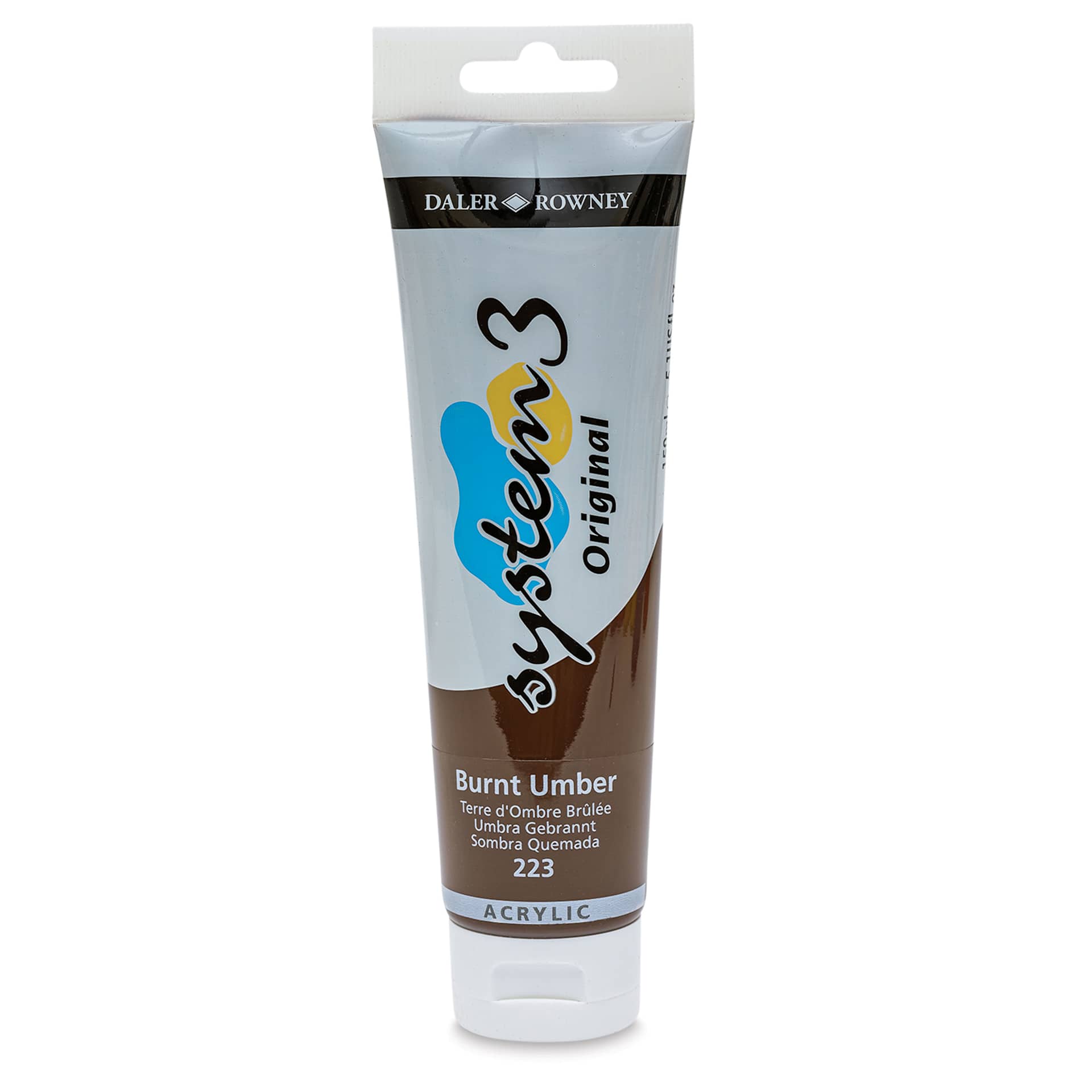 Daler-Rowney System3 Acrylic - Burnt Umber, 150 ml tube