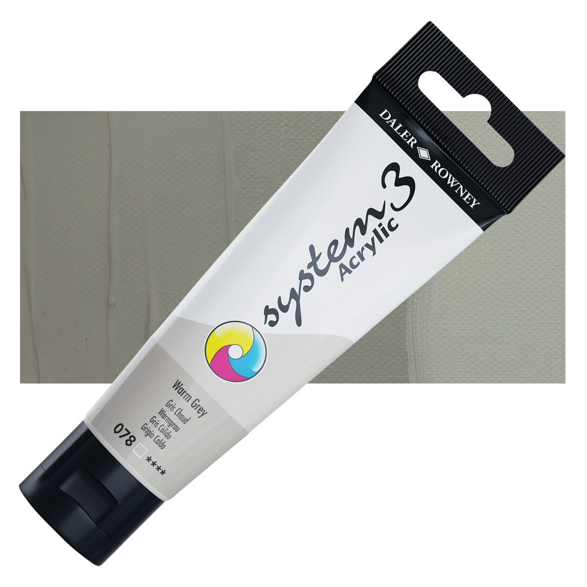 Daler-Rowney System3 Acrylic - Warm Gray, 59 ml tube and swatch