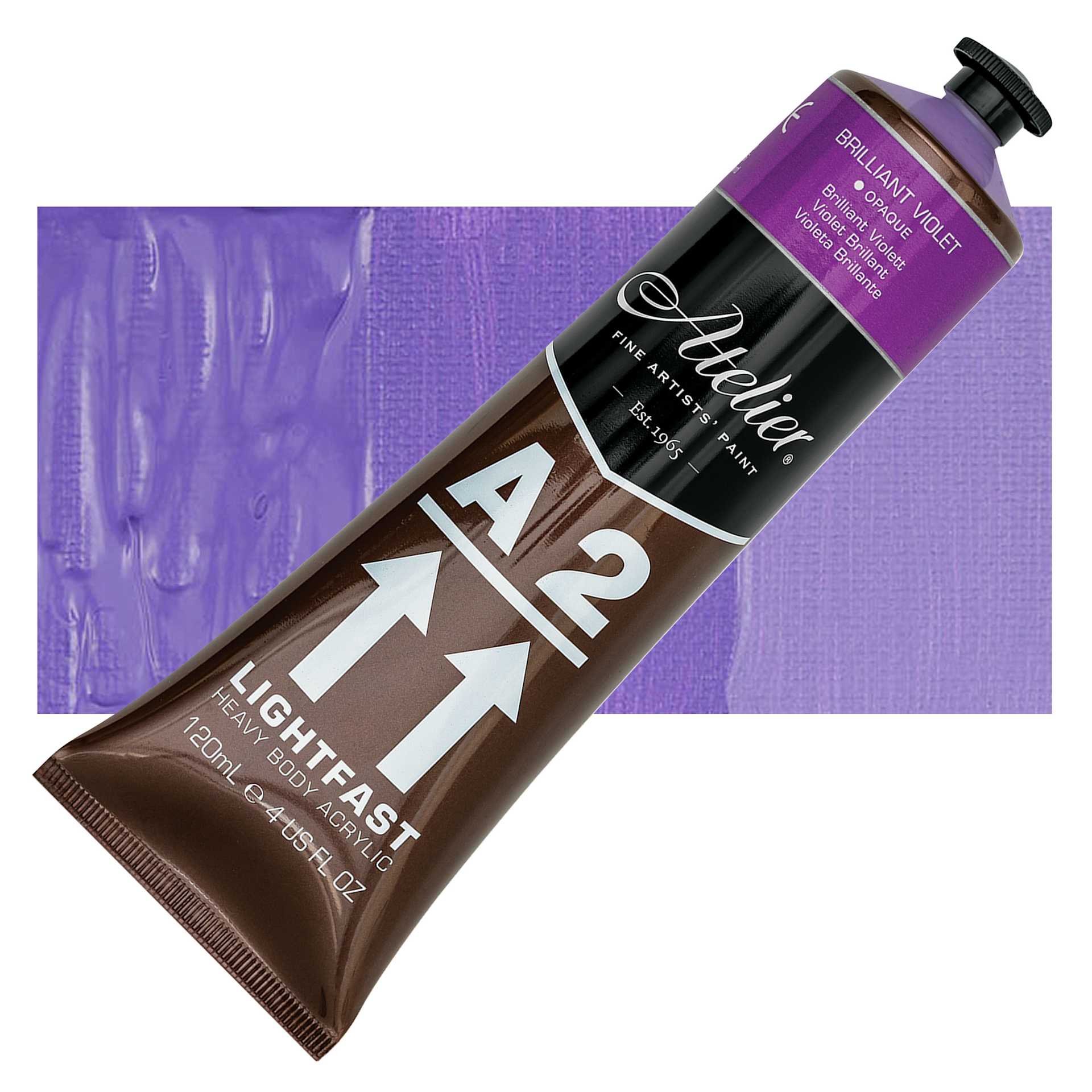 Chroma A2 Student Acrylic - Brilliant Violet, 120 ml tube and swatch