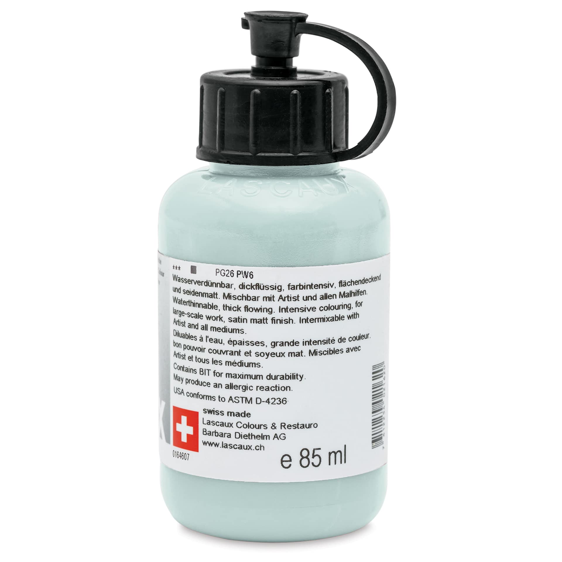 Lascaux Studio Acrylics - Cobalt Green Light, 85 ml bottle back