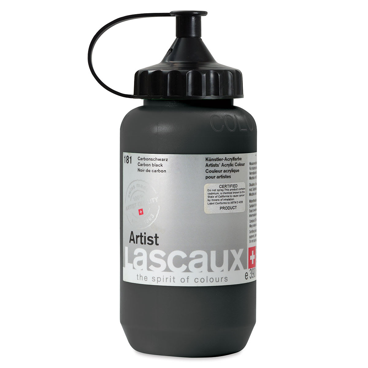 Lascaux Artist Acrylics - Carbon Black, 390 ml Bottle