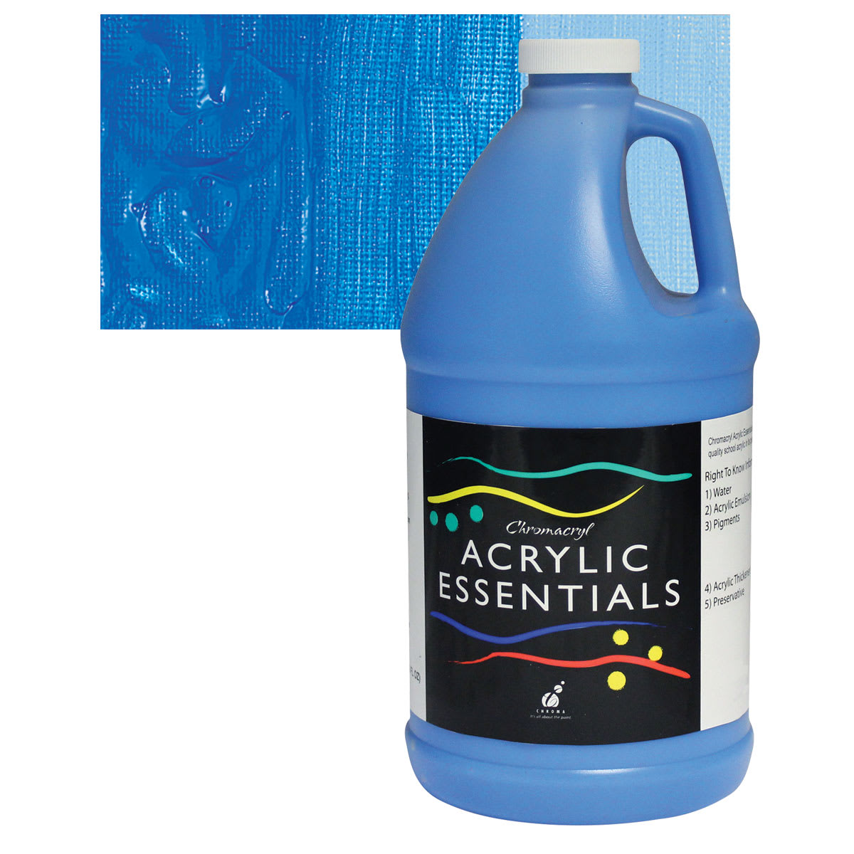 Chromacryl Acrylic Essentials - Cobalt Blue, 1/2 Gallon and swatch