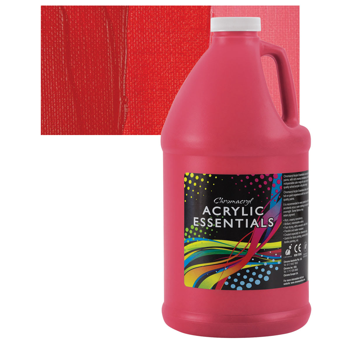 Chromacryl Acrylic Essentials - Warm Red, Half Gallon and swatch